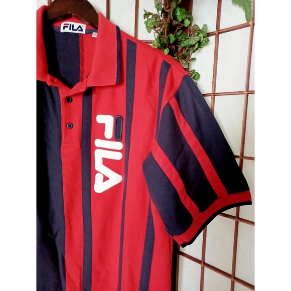 Fila Classic Stripe Colorblock Logo Mesh Polo Top - Picture 14 of 16